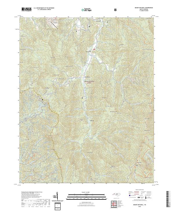Mount Mitchell 2022 topographic map thumbnail