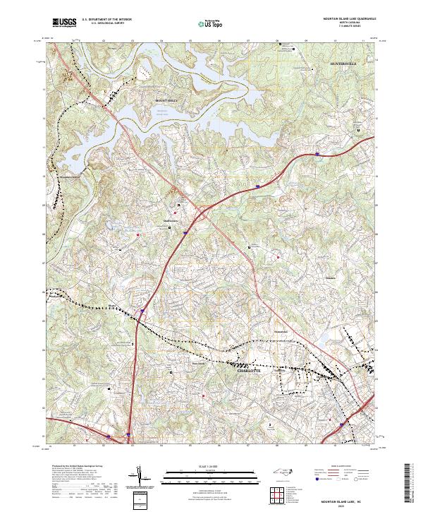 Mountain Island Lake topographic map thumbnail