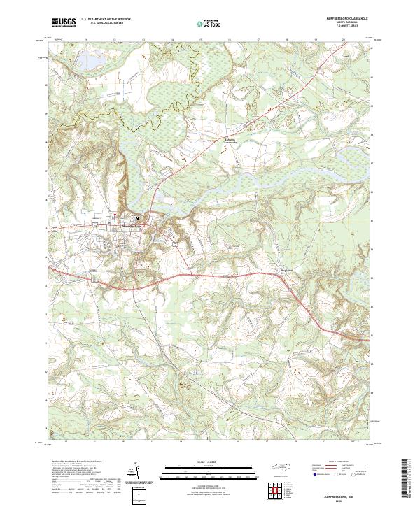 Murfreesboro 2022 topographic map thumbnail