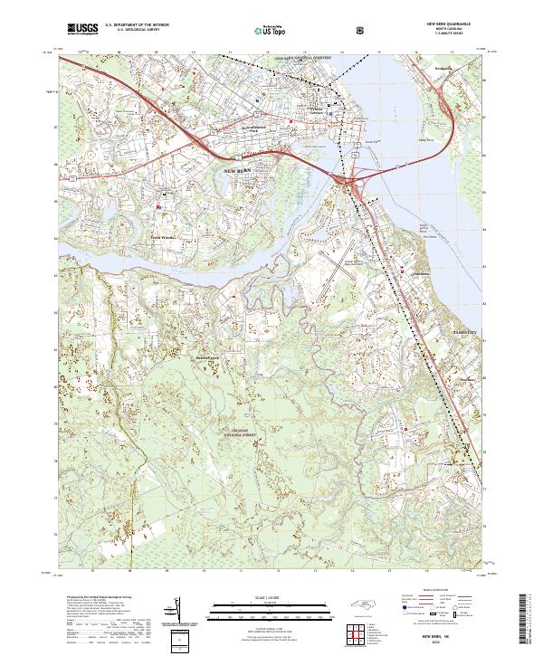 New Bern 2022 topographic map thumbnail