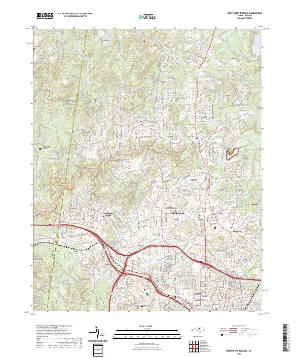 Northwest Durham topographic map thumbnail