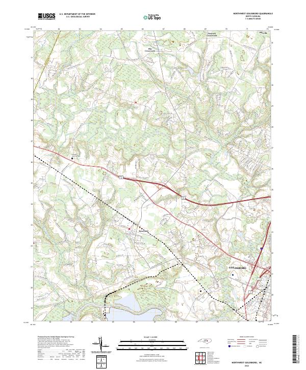 Northwest Goldsboro topographic map thumbnail