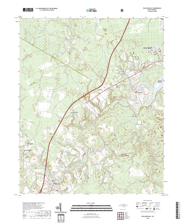 Pollocksville 2022 topographic map thumbnail