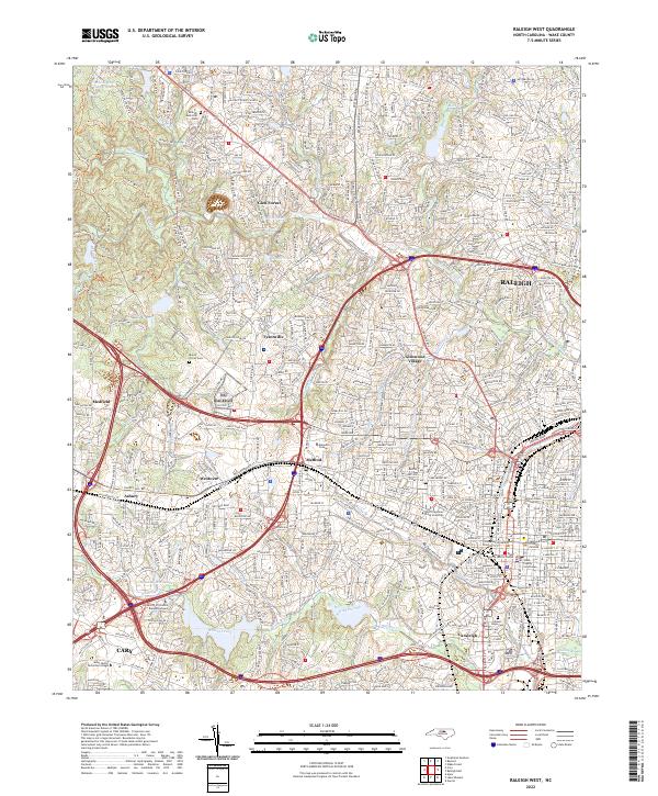 Raleigh West topographic map thumbnail