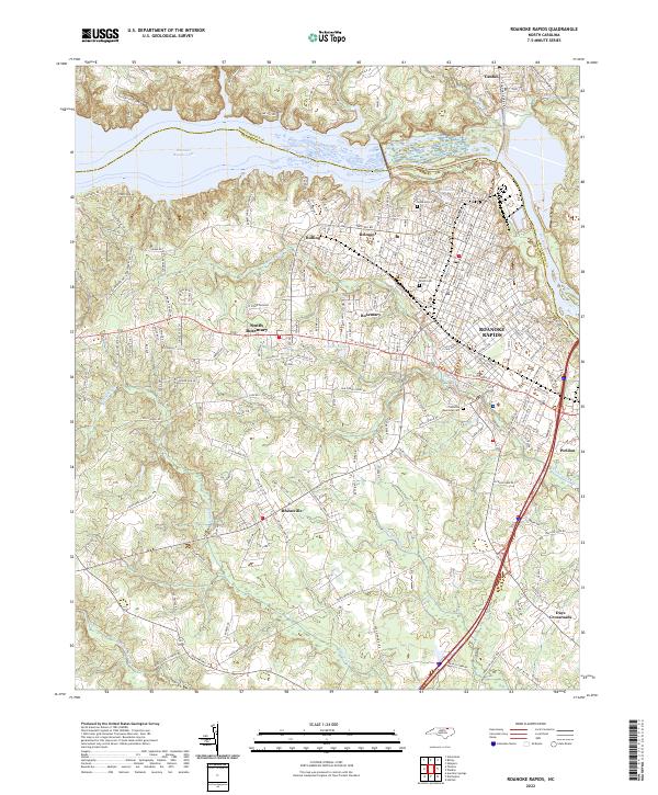 Roanoke Rapids topographic map thumbnail