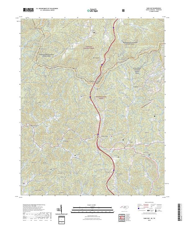 Sams Gap 2022 topographic map thumbnail
