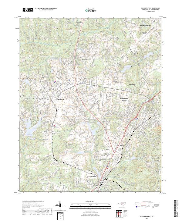 Southern Pines topographic map thumbnail