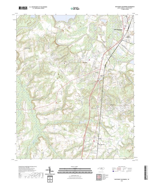 Southwest Goldsboro topographic map thumbnail