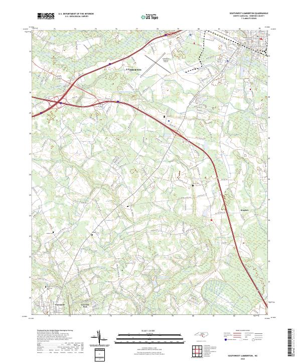 Southwest Lumberton topographic map thumbnail