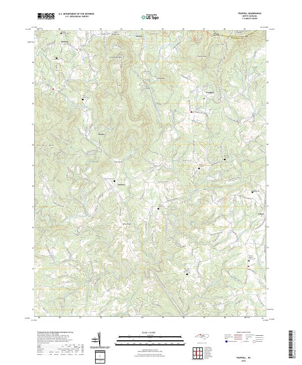 Traphill 2022 topographic map thumbnail