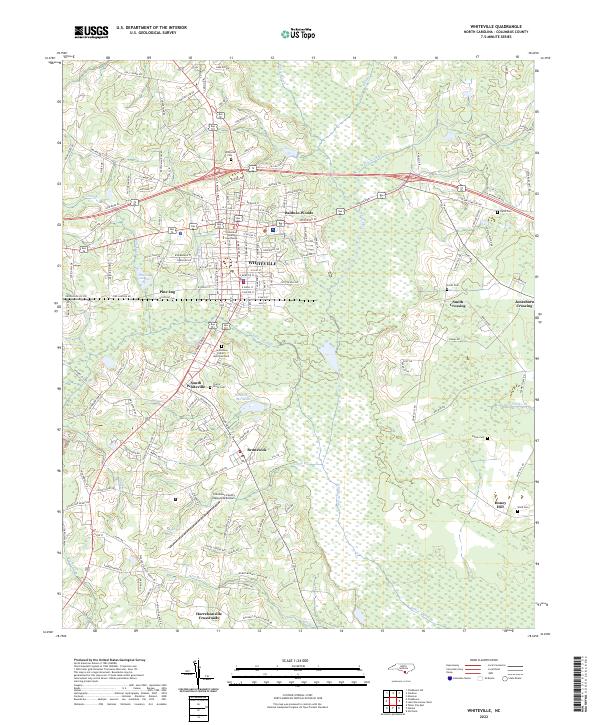 Whiteville 2022 topographic map thumbnail