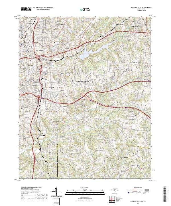 Winston-Salem East topographic map thumbnail