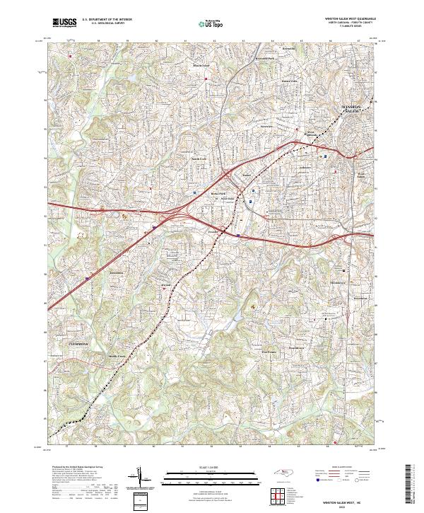 Winston-Salem West topographic map thumbnail