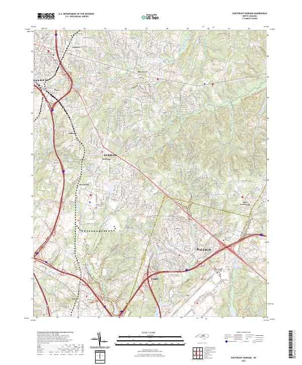 Southeast Durham topographic map thumbnail
