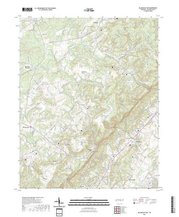 Billingsley Gap topographic map thumbnail