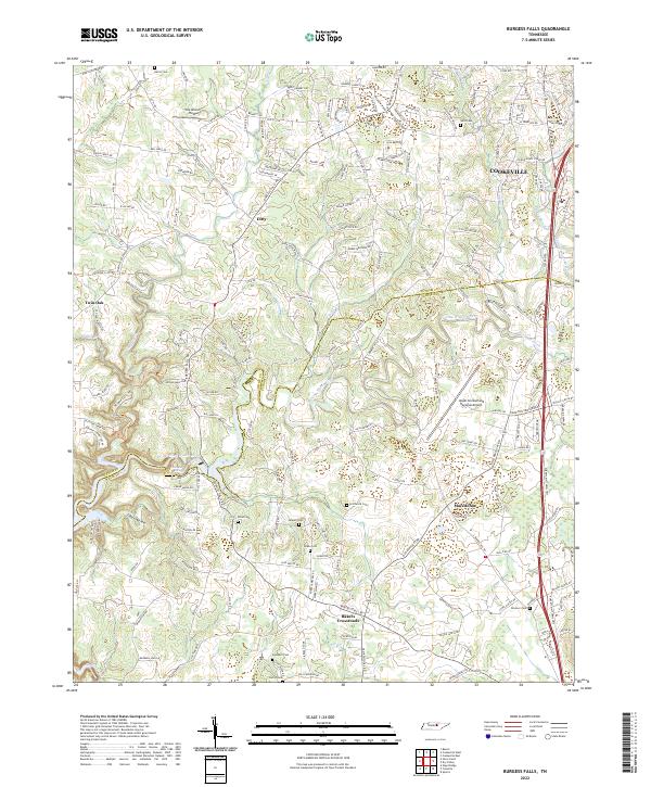 Burgess Falls topographic map thumbnail