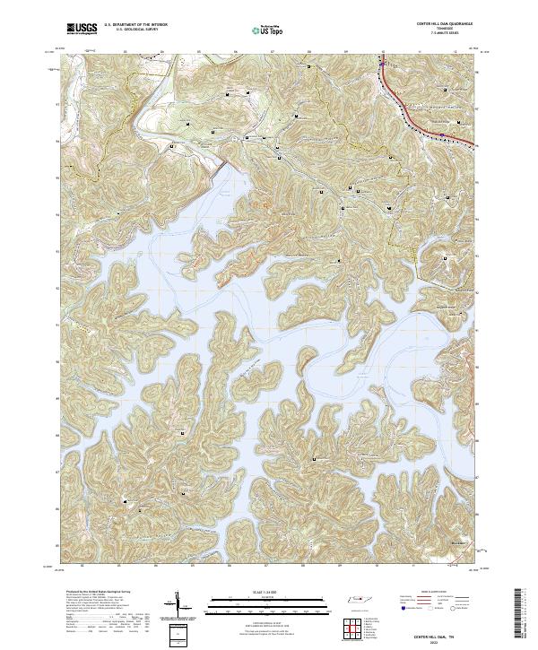 Center Hill Dam topographic map thumbnail