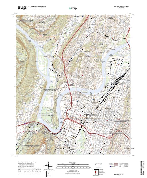 Chattanooga topographic map thumbnail