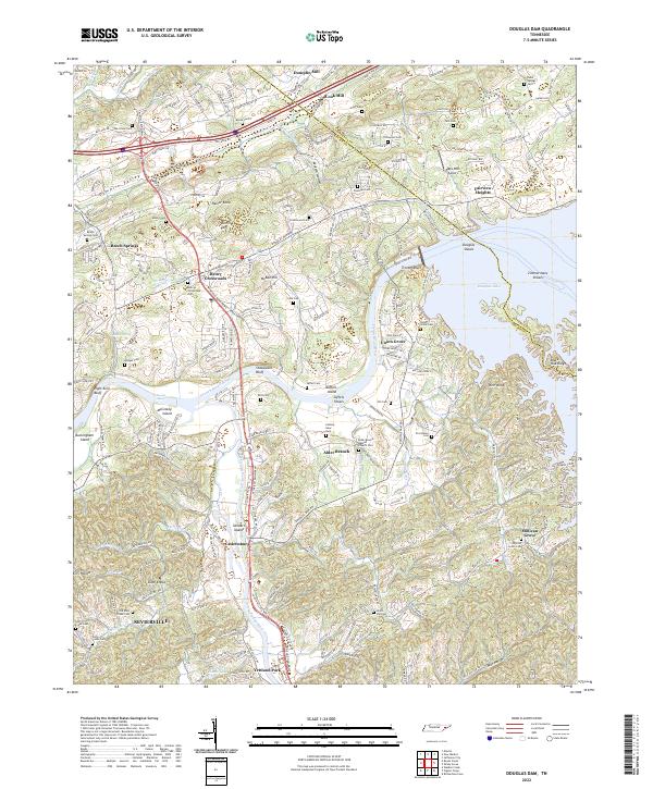 Douglas Dam topographic map thumbnail