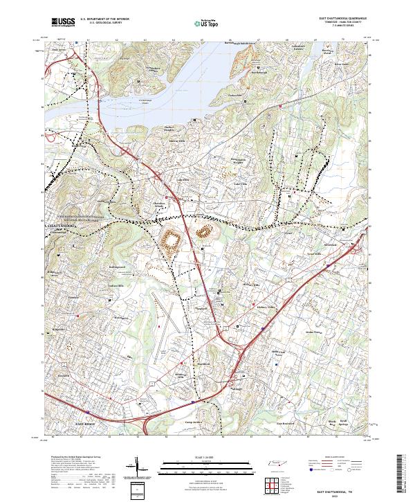 East Chattanooga topographic map thumbnail