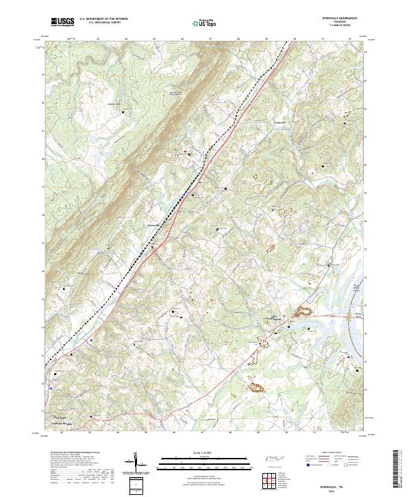 Evensville topographic map thumbnail