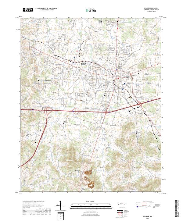 Lebanon topographic map thumbnail