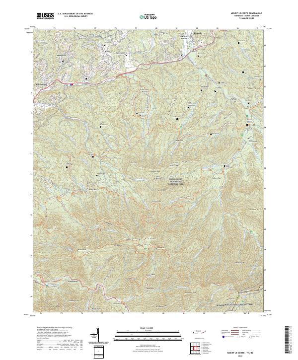 Mount Le Conte topographic map thumbnail