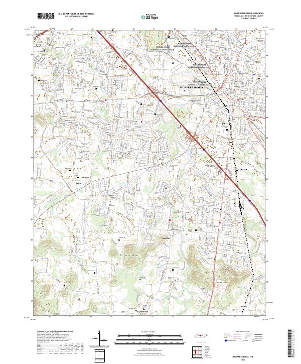 Murfreesboro 2022 topographic map thumbnail