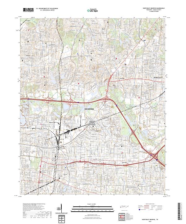 Northeast Memphis topographic map thumbnail