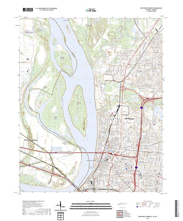 Northwest Memphis 2022 topographic map thumbnail