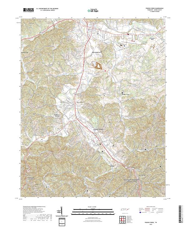 Pigeon Forge 2022 topographic map thumbnail