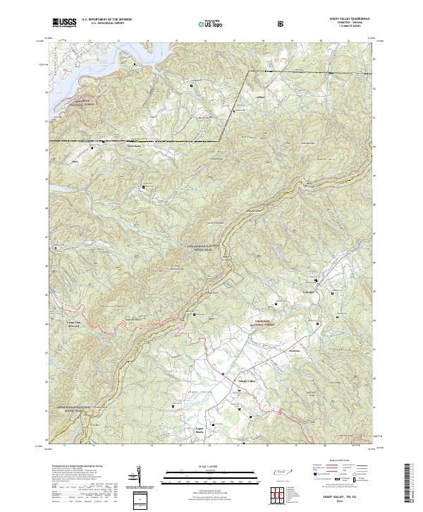 Shady Valley 2022 topographic map thumbnail