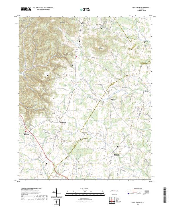 Short Mountain 2022 topographic map thumbnail