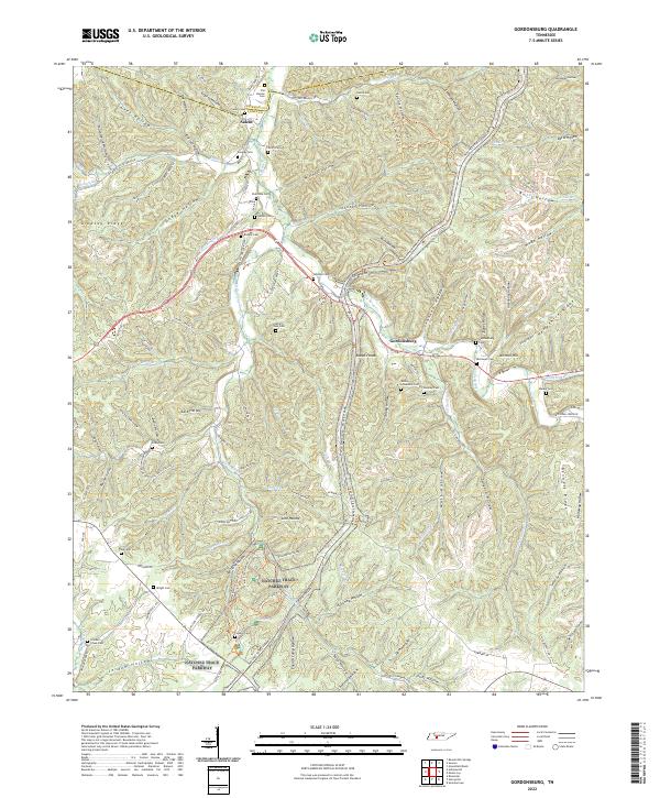 Gordonsburg topographic map thumbnail