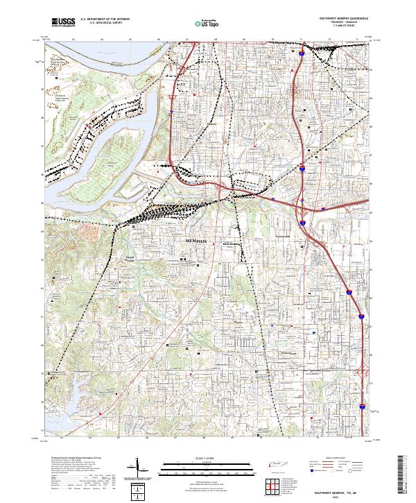 Southwest Memphis topographic map thumbnail