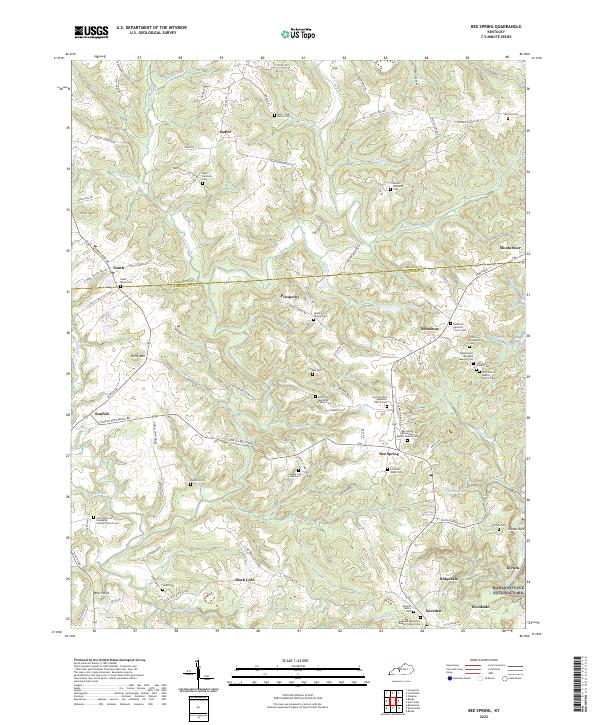 Bee Spring topographic map thumbnail