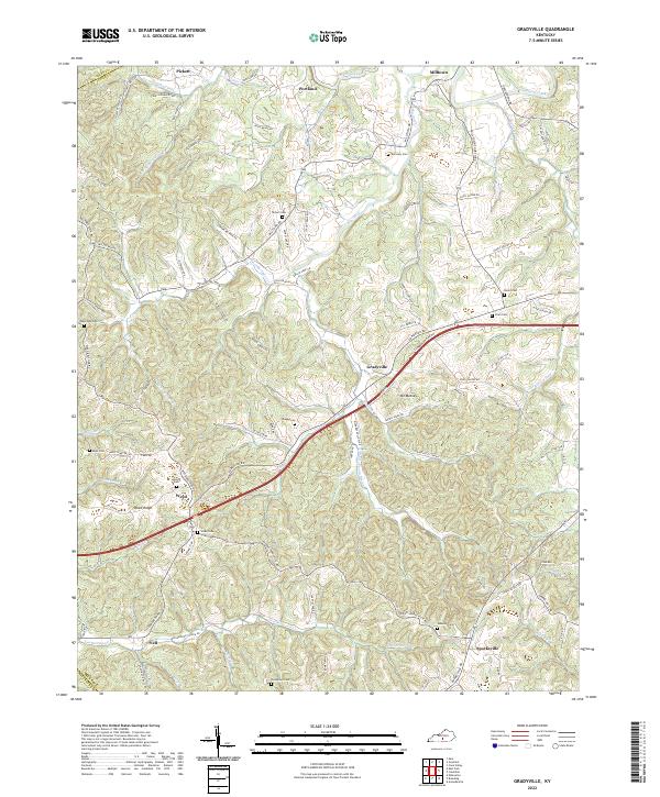 Gradyville topographic map thumbnail