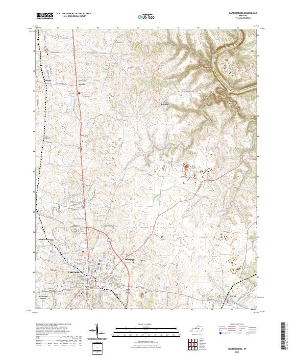 Harrodsburg topographic map thumbnail