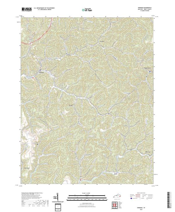 Hindman topographic map thumbnail
