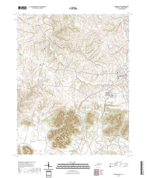 Lebanon West topographic map thumbnail