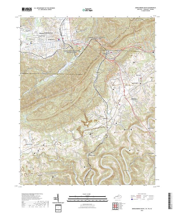 Middlesboro South topographic map thumbnail