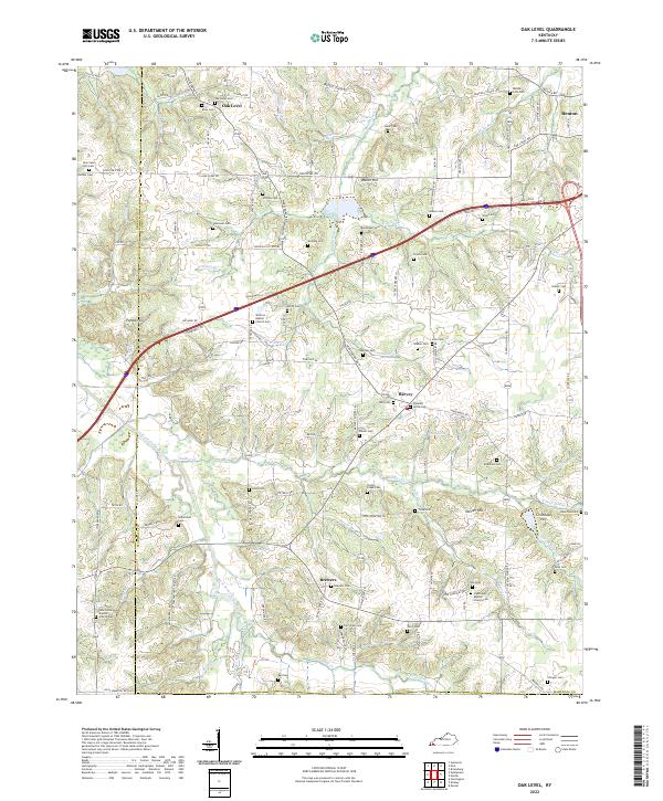 Oak Level topographic map thumbnail