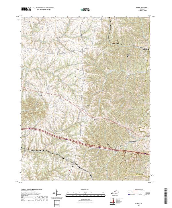 Waddy topographic map thumbnail