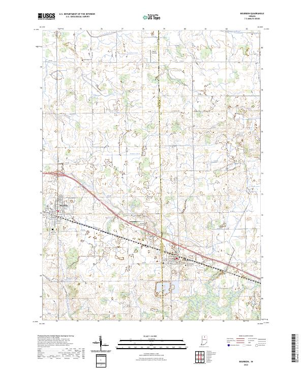 Bourbon topographic map thumbnail