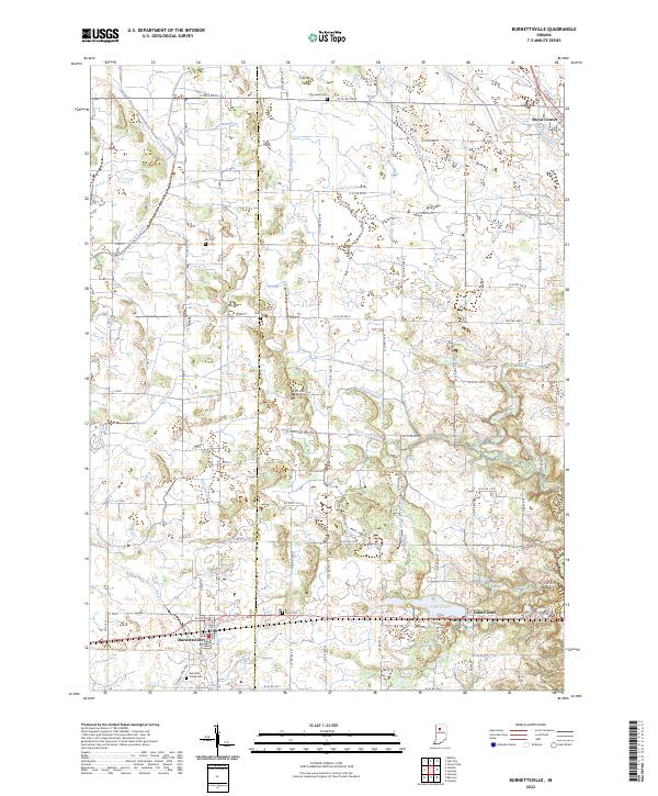 Burnettsville topographic map thumbnail