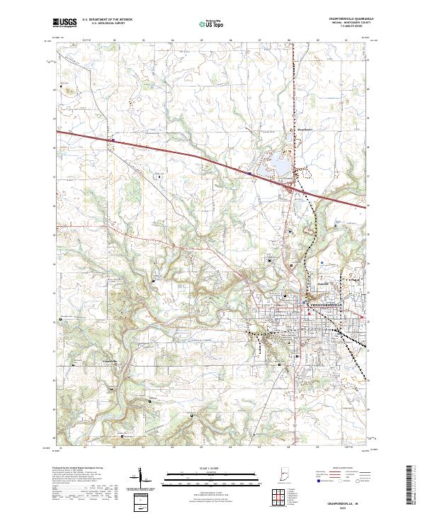 Crawfordsville topographic map thumbnail
