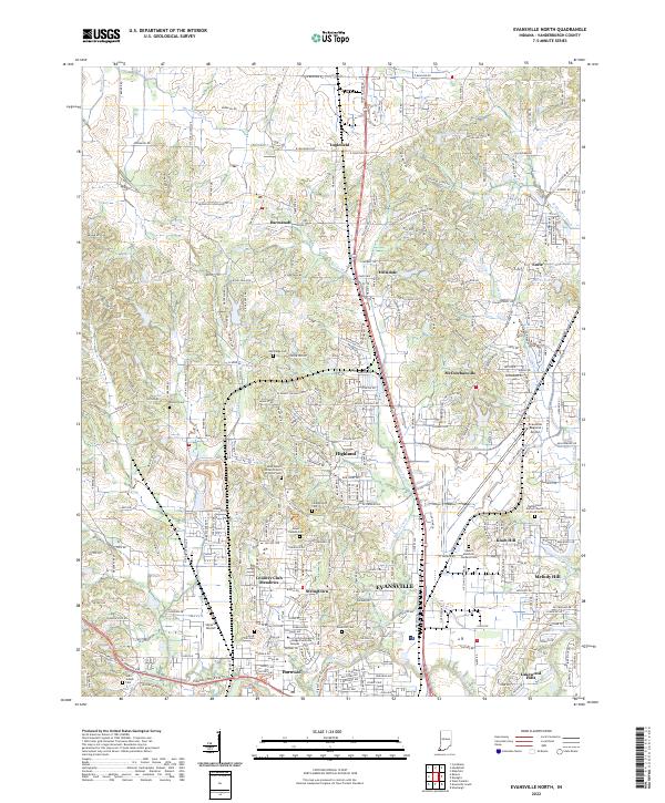 Evansville North topographic map thumbnail