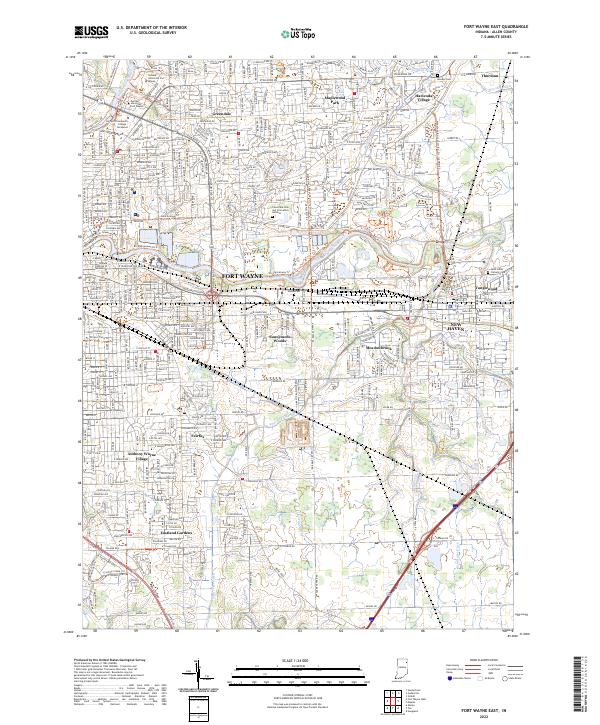 Fort Wayne East topographic map thumbnail