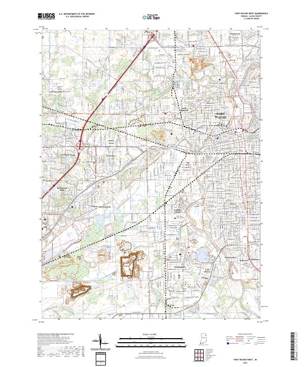 Fort Wayne West topographic map thumbnail