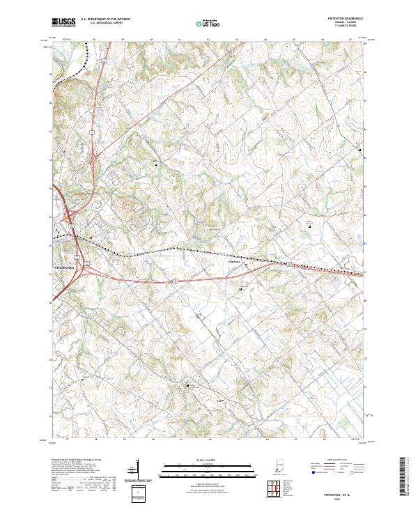 Fritchton topographic map thumbnail